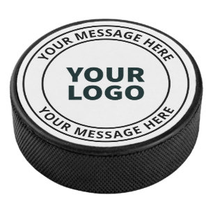 Your Uploaded Logo + Editable Circular Text  Hockey Puck