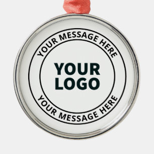 Your Uploaded Logo + Editable Circular Text  Metal Tree Decoration