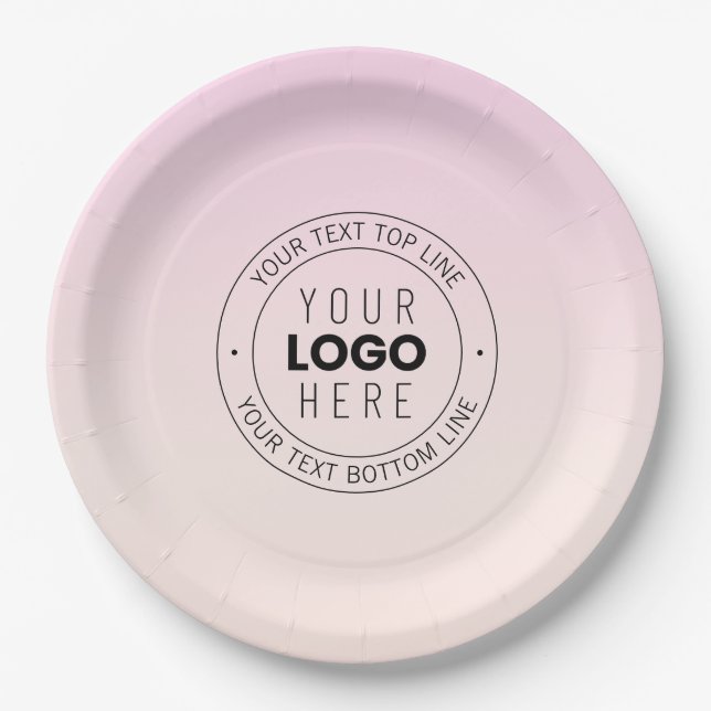 Your Uploaded Logo | Editable Circular Text  Paper Plate (Front)