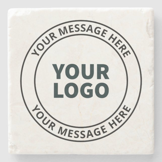 Your Uploaded Logo + Editable Circular Text  Stone Coaster (Front)