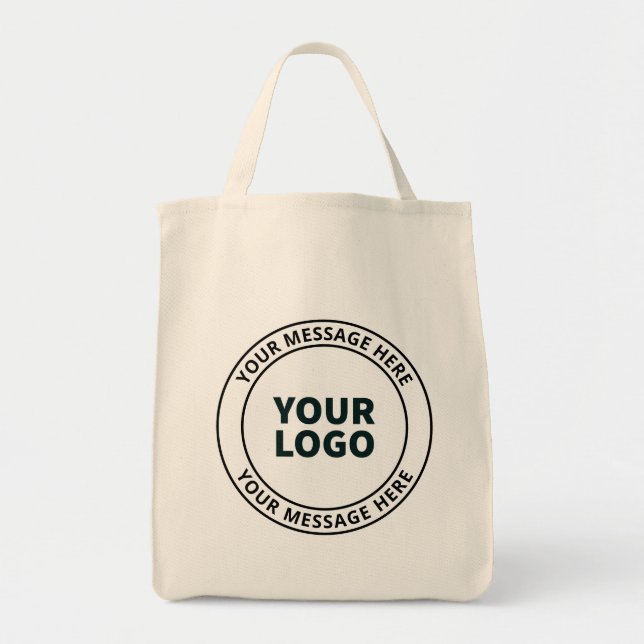 Your Uploaded Logo + Editable Circular Text  Tote Bag (Front)