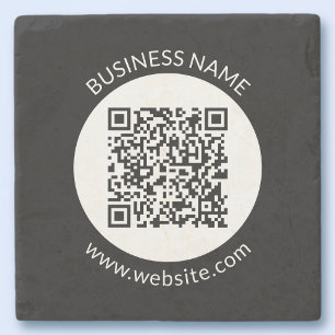 Your Uploaded QR code   Editable Text & Colours Stone Coaster