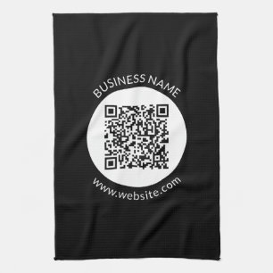 Your Uploaded QR code   Editable Text & Colours Tea Towel