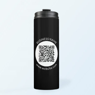 Your Uploaded QR code   Editable Text & Colours Thermal Tumbler