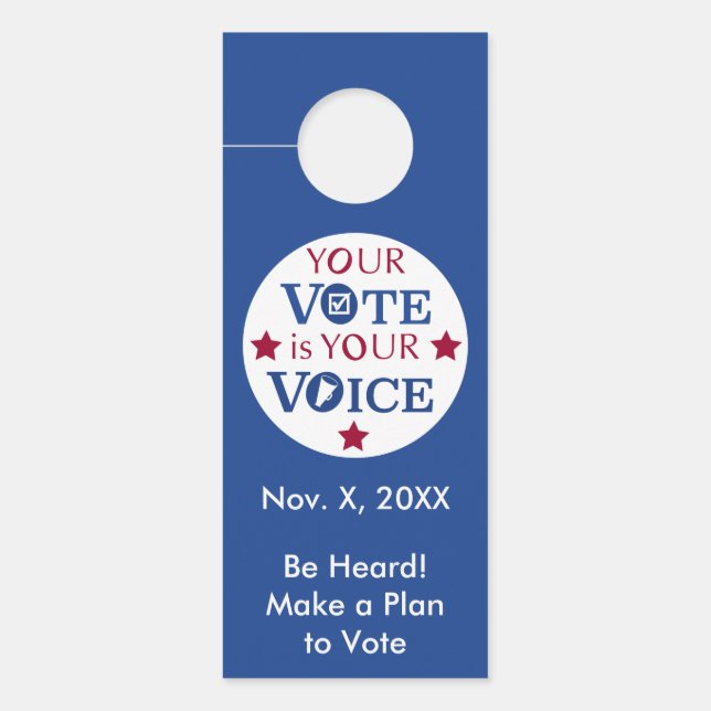 Your Voice is Your Vote in Person Ballot Reminder Door Hanger (Front)