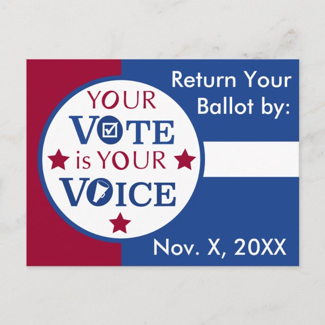 Your Voice is Your Vote Mail in Ballot Reminder Postcard (Front)