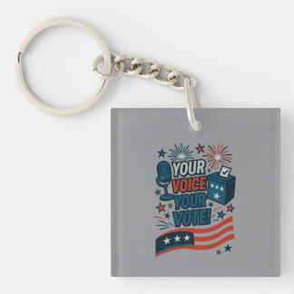 Your Voice Your Vote Patriotic Election  Key Ring