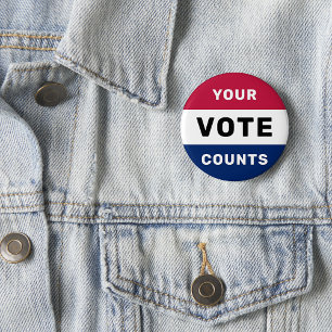 Your Vote Counts Patriotic American Election USA 6 Cm Round Badge