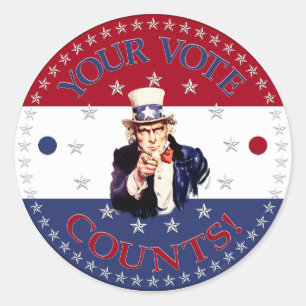 Your Vote Counts Uncle Sam Classic Round Sticker