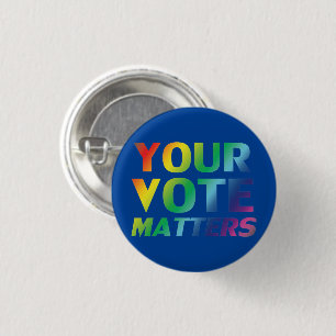 "your vote matters" blue pride lgbtq button pin