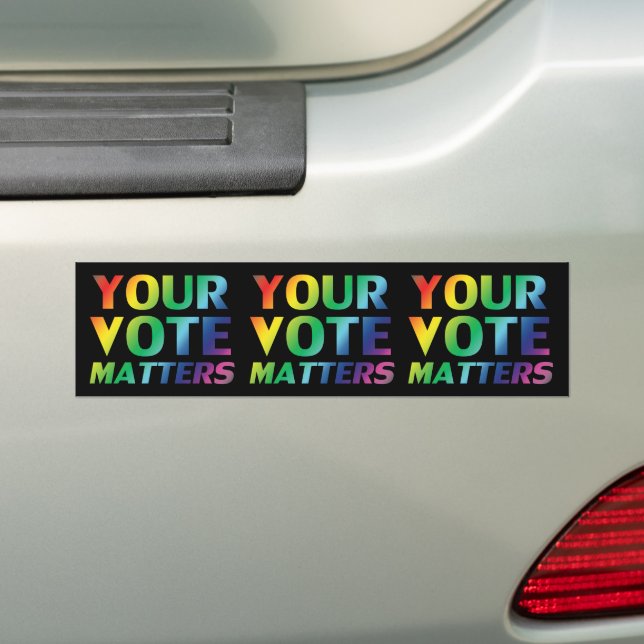 "your vote matters" pride colours bumper sticker (On Car)