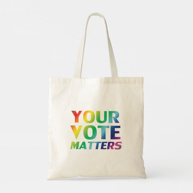 "your vote matters" pride colours tote bag (Back)