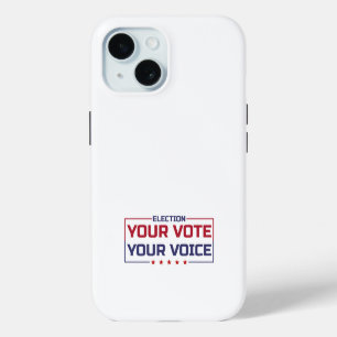 Your Vote Your Voice coloured font iPhone 15 Case
