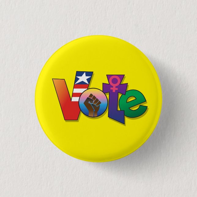 "Your Vote, Your Voice" - Custom Button, Yellow 3 Cm Round Badge (Front)