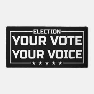Your Vote Your Voice white font Desk Mat