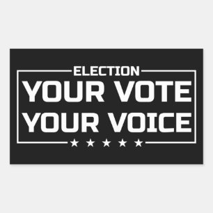 Your Vote Your Voice white font Rectangular Sticker