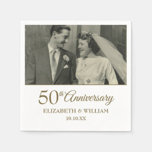 Your Wedding Photo 50th Anniversary Golden Napkin