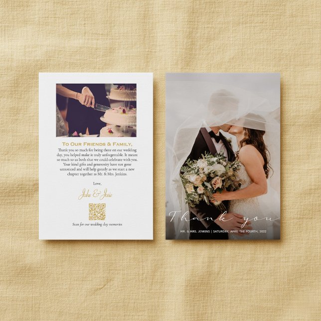 Your wedding photo and memories QR code Thank You Card (Your wedding photo and memories QR code Thank You Card.)