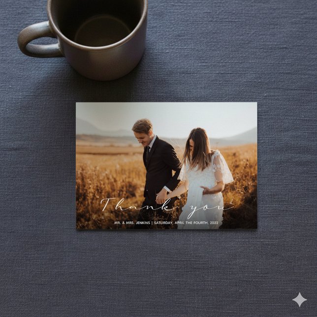Your wedding photo, modern thank you card (Your wedding photo, modern thank you card)