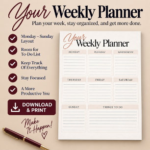 Your Weekly Planner Schedule Digital Download Poster