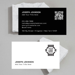 Your White Black 2 Colour Scannable QR Code Logo Business Card