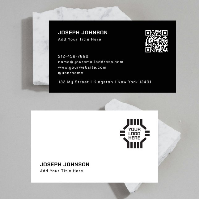 Your White Black 2 Colour Scannable QR Code Logo  Business Card (Creator Uploaded)