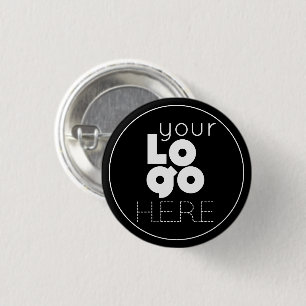 your white business logo on simple black pinback 3 cm round badge