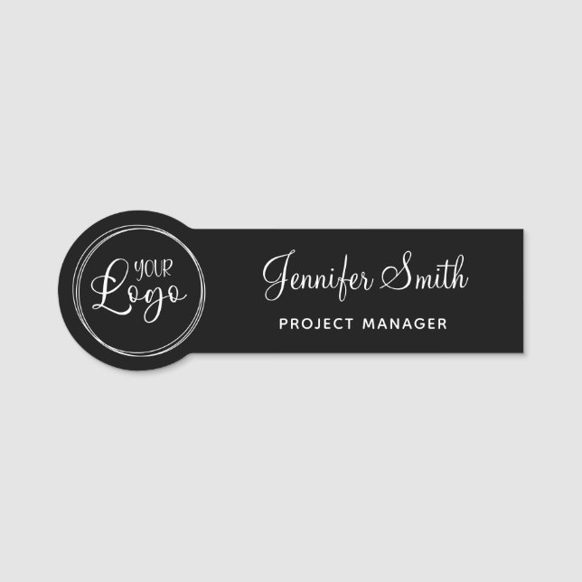 Your White Circular Business Logo Name Tag (Front)