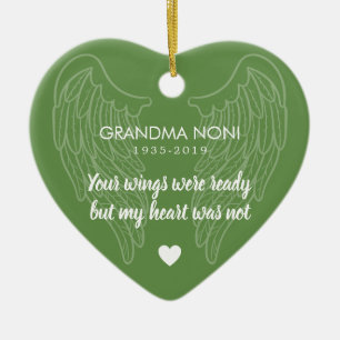 Your Wings Personalised Memorial Heart Ceramic Tree Decoration