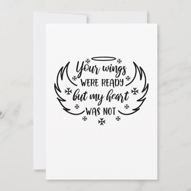 Your wings were ready but my heart was not save the date (Front)