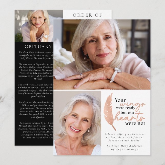 Your Wings Were Ready Order of Service Photo Programme (Front/Back)