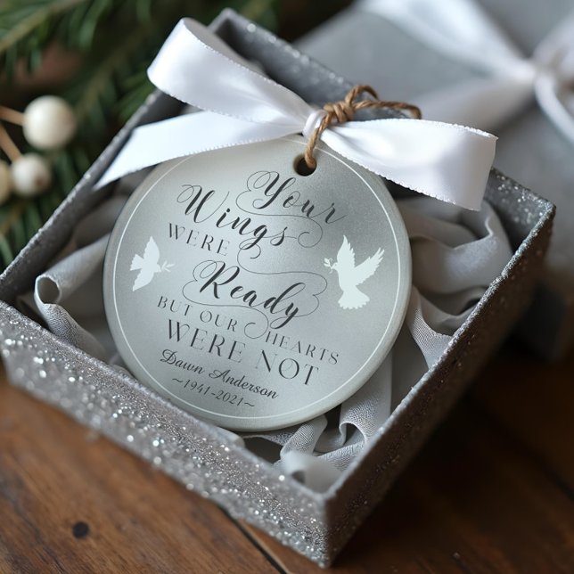Your Wings Were Ready Photo Memorial Keepsake Dove Ornament (Your Wings Were Ready Photo Memorial Keepsake Dove Ornament)
