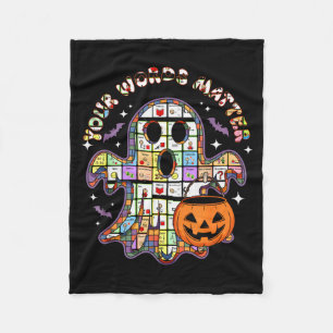 Your Word Slp Speech Therapy Aac Ghost Halloween  Fleece Blanket