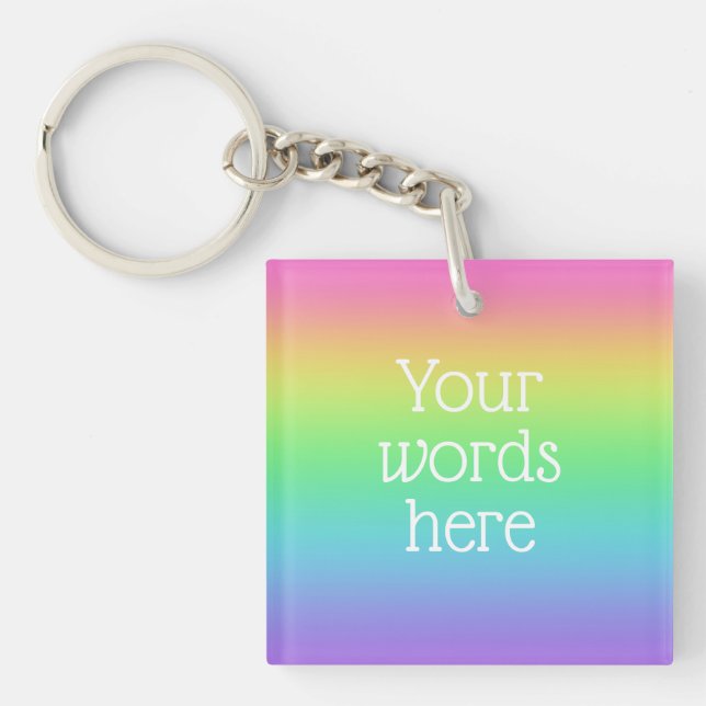 Your Words Personalised Rainbow Key Ring (Front)