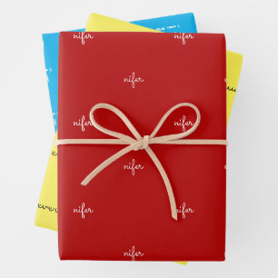 Your Words with Her Name Birthday 3 Gift  Wrapping Paper Sheet