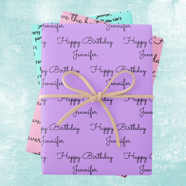 Your Words with Her Name Birthday Gift Wrapping Paper Sheet (Creator Uploaded)