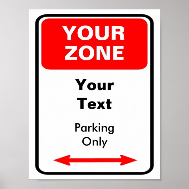 Your Zone Parking Sign Personalise (Front)
