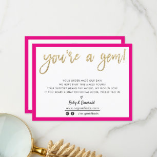 YOU'RE A GEM modern thank you gold glitter script