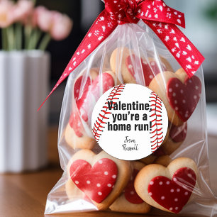 You're a Home Run Baseball Valentine Favor Classic Round Sticker