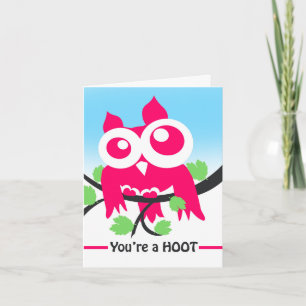 You're a Hoot Cute Pink Owl Friendship Card