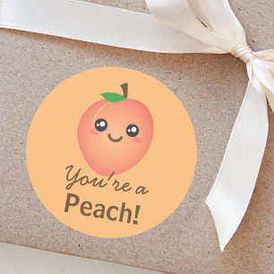 You're a Peach Sweet Kawaii Cute Funny Foodie Classic Round Sticker