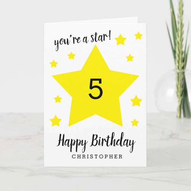 You're a Star 5th Birthday Card (Front)