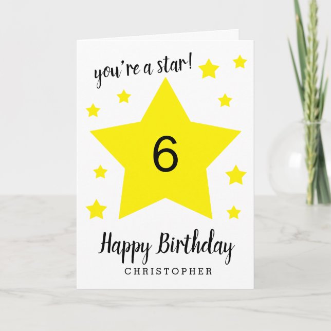 You're a Star 6th Birthday Card (Front)