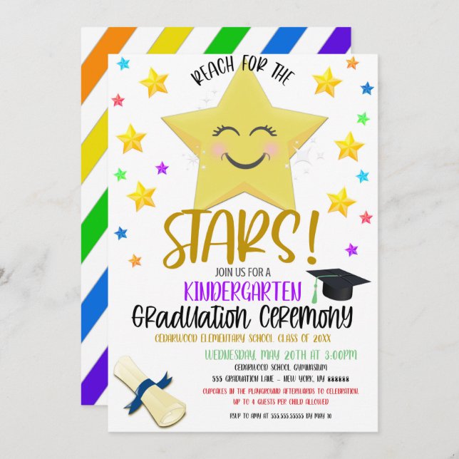 You're A Star kids Grad Ceremony invite (Front/Back)