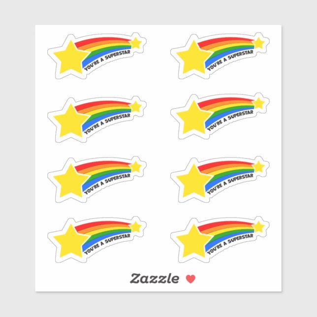 You're a Superstar Sticker Sheet Stars and Rainbow (Sheet)
