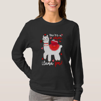You're A Whole Llama Fun Valentine Llama Flowers F T-Shirt