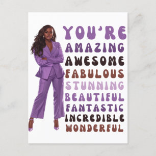 You're amazing, awesome, fabulous, stunning sista holiday postcard