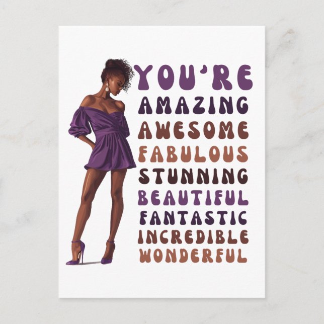 You're amazing, awesome, fabulous, stunning sista holiday postcard (Front)