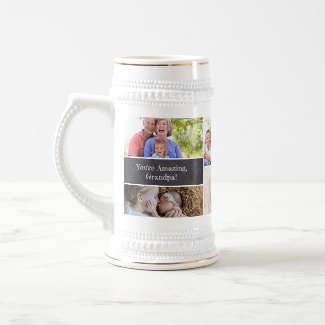 You're amazing, grandpa! Custom photo collage  Beer Stein (Left)