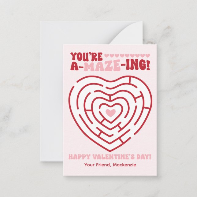 You're Amazing Maze Classroom Valentine  Card (Front)